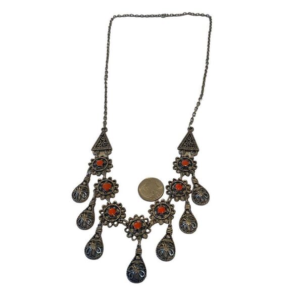 Antiqued Silver Drop Necklace. True Vintage Beauty. - Picture 7 of 7